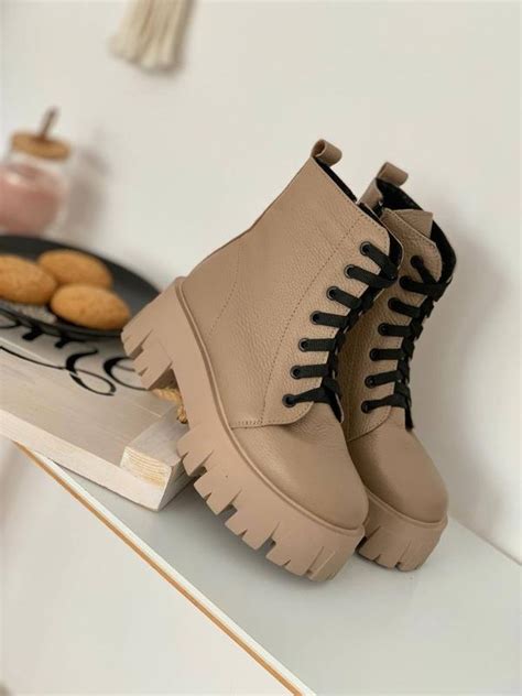 Ботинки деми осень натуральная кожа весна на высокой подошве платформе ...