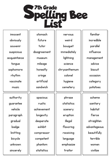 15 7th Grade Spelling Words Worksheets in 2025 | Spelling bee words