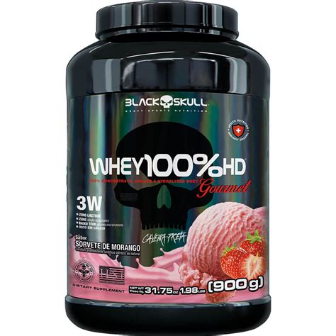 Whey Black Skull E Bom - Whey 100% HD Gourmet (900g) Black Skull - Meu Mundo Fit