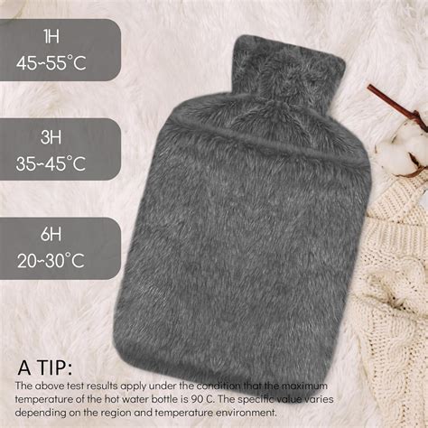 Jsdoin 2L Hot Water Bottle With Luxury Faux Fur Cover Leakproof Hot Water Bag For Pain Relief