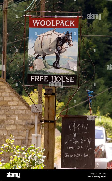 The Woolpack Inn, pub sign, Slad, Gloucestershire. The village inn that ...