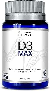 D3 Max - Vitamina D3 2000UI diluida em TCM - 150 cápsulas Softgel ...