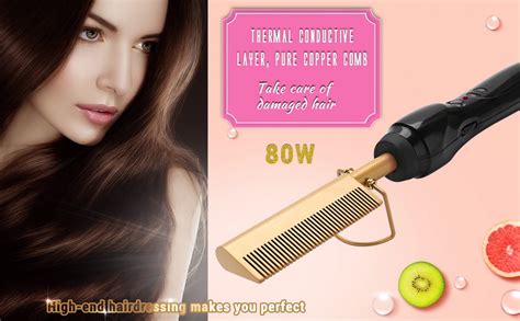 Amazon Homfu Electric Hot Comb Hair Straightening Heat Pressing Comb Ceramic Curling Flat
