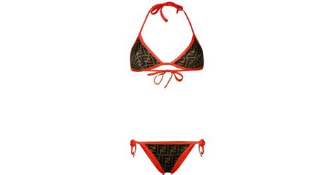 Fendi Monogram Bikini Set In Orange Lyst