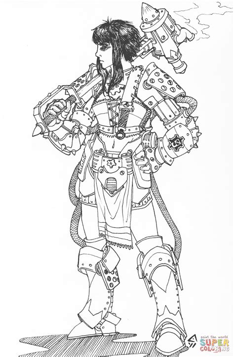 Steampunk Woman Drawing