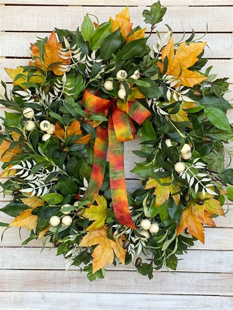 Fall Wreath For Front Door Fall Wreath Front Door Wreath Etsy