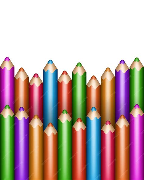 Premium Vector Pencil Border Multicolored Pencils On A White