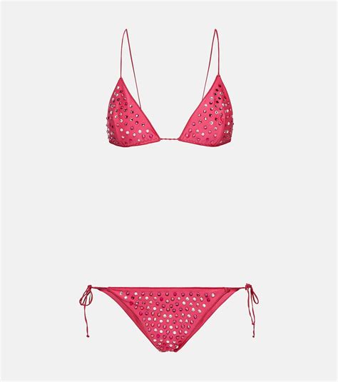 Gem Embellished Bikini Set In Pink Oseree Mytheresa
