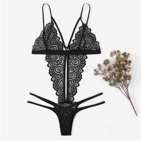 Ensemble de lingerie sexy sous vêtements féminins sexy en dentelle entrejambe ouverte