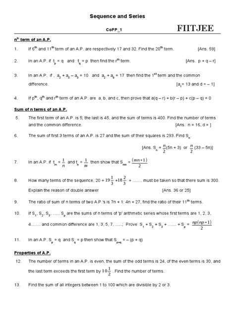 Sequence and Series | PDF | Mathematical Analysis | Algebra