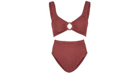 Hunza G Nadine Seersucker Bikini In Red Lyst