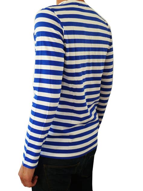 Mens Longsleeve Stripey Top Blue And White