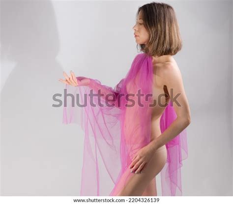 Implied Nude Woman Covered Purple Tulle Stock Photo Shutterstock