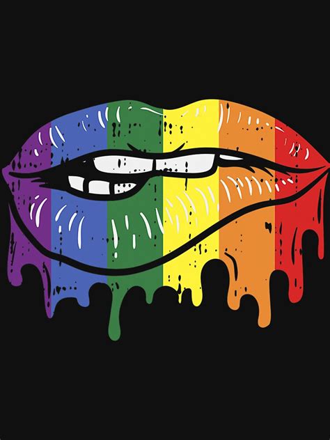 Lip Bite Gay Pride Rainbow Flag Drip Art Lgbt Lesbian T Shirt By