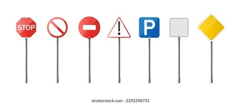 Set Realistic Road Signs Isolated On Stock Vector (Royalty Free ...