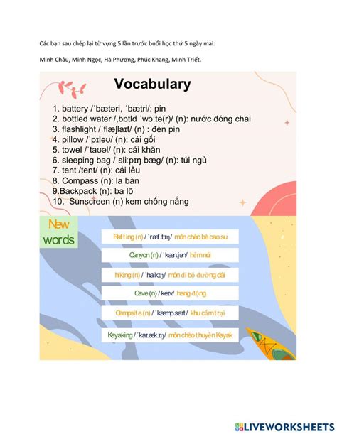 U8 Vocab Worksheet Live Worksheets