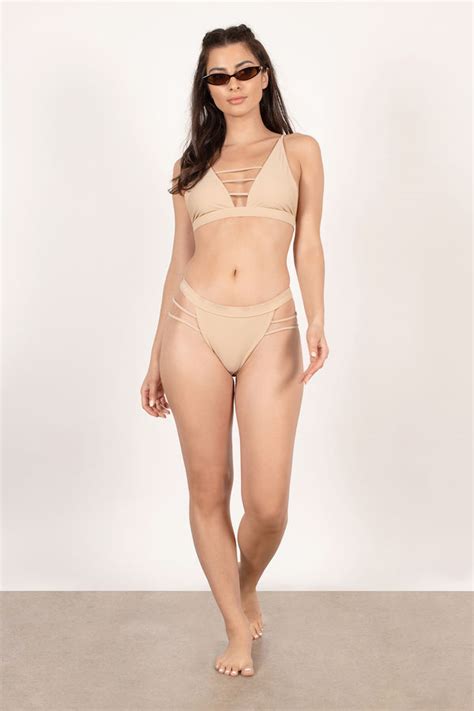 Brown Bikini Bottom Mid Rise Bikini Bottom Nude High Cut Bikini Bottom