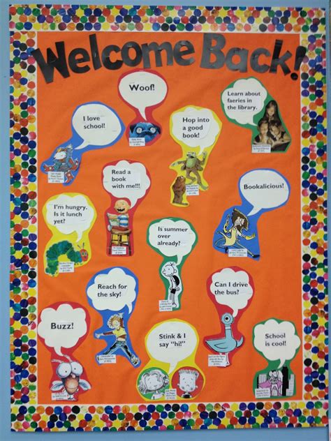 Welcome Back Bulletin Board With Favorite Book Characters Mjflib School Library