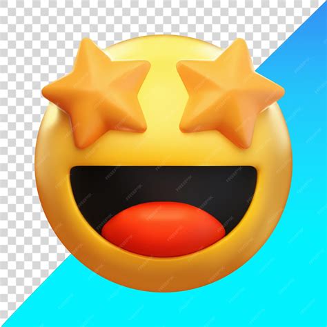 Premium Psd Emoji Of A Starstruck Face