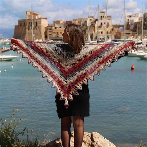 Crochet Shawl Multicolor Stripes Sicily Lover