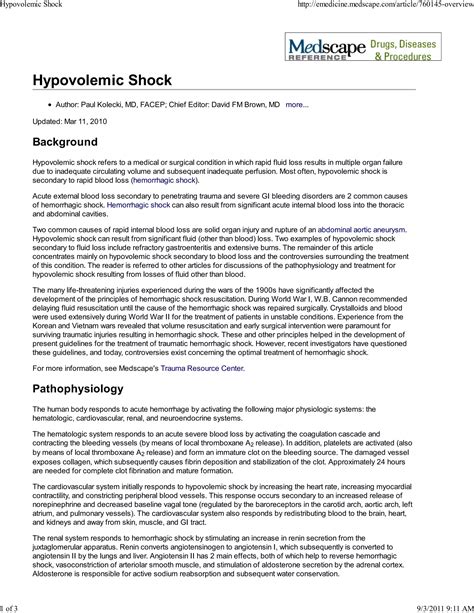 Hypovolemic shock | PDF