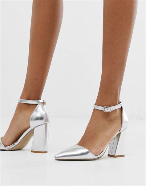 Metallic Silver Closed Toe Heels Shop Bellvalefarms