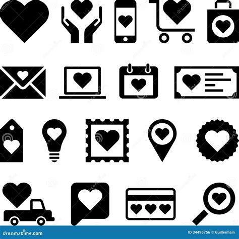 Business Icons With Love Hearts Stock Vector Illustration Of Heart