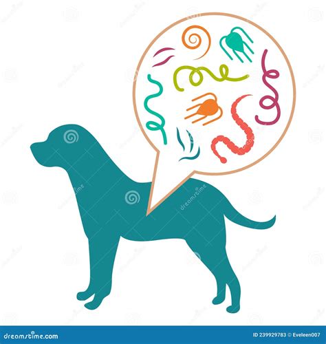 Types Of Cat And Dog Parasites. Intestinal Worm Cartoon Vector