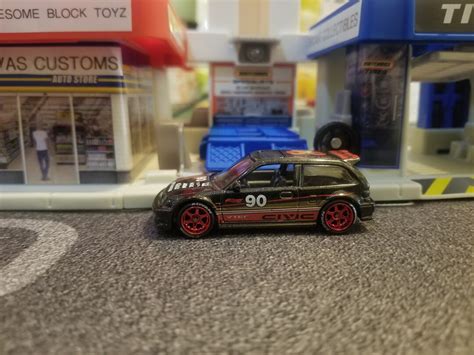 Custom Hot Wheels 90 Honda Civic EF Custom Wheel Swap With Real Riders Tires Etsy
