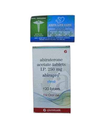 Abiraterone Acetate Abirapro 250 Mg Tablet GLENMARK 120 Tab Box At Rs