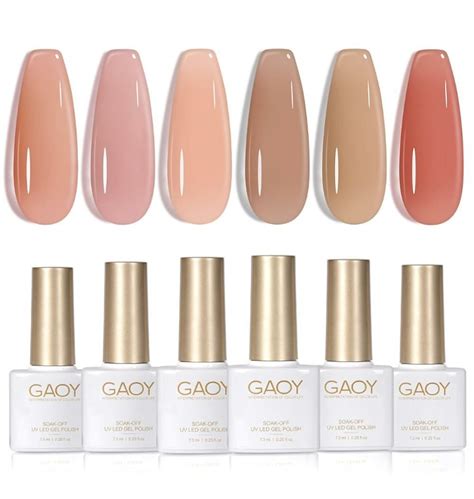 GAOY Sheer Nude 네일 폴리쉬 세트 6가지 뉴트럴 스킨 톤 U V 젤 폴리쉬 색상 네일 아트 홈 티몬