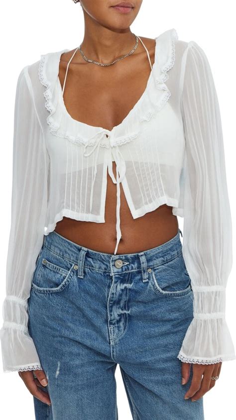 Bdg Ophelia Sheer Tie Front Blouse Shopstyle Tops