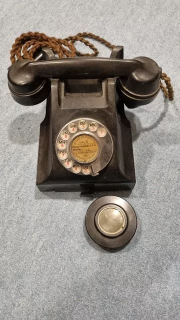 VINTAGE BLACK BAKELITE GPO 332CB Type Telephone Phone With Block