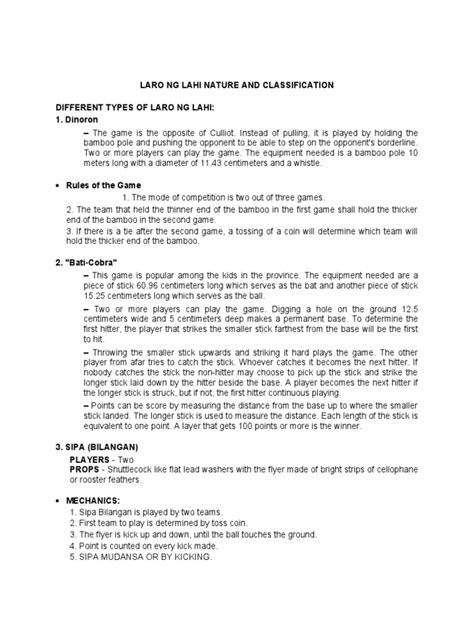 laro ng lahi types  rules