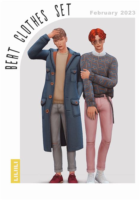 Bert Clothes Set In Sims Men Clothing Sims Male Clothes Sims