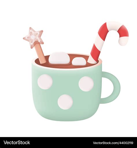 Christmas Hot Chocolate With Marshmallows Vector Image