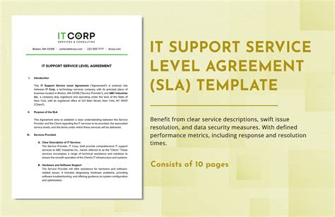 It Support Service Level Agreement Sla Template In Word Pdf Google