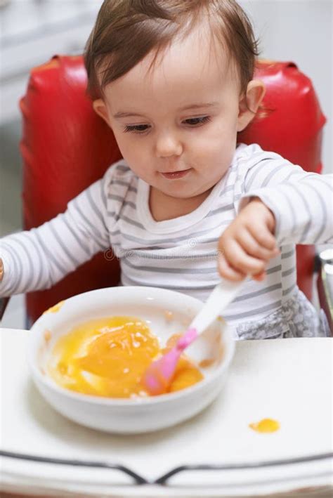 Baby High Chair And Bowl For Meal Nutrition Or Healthy Porridge With