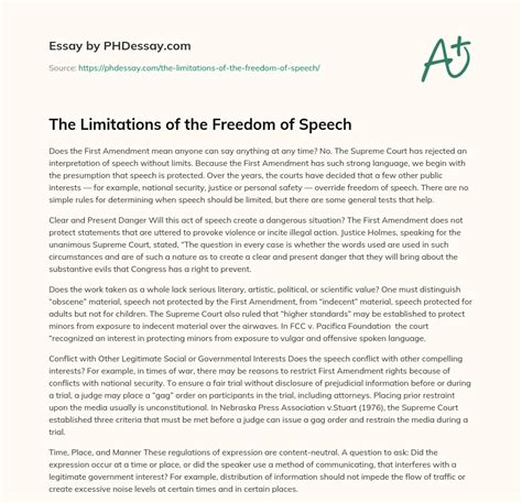 The Limitations Of The Freedom Of Speech 400 Words