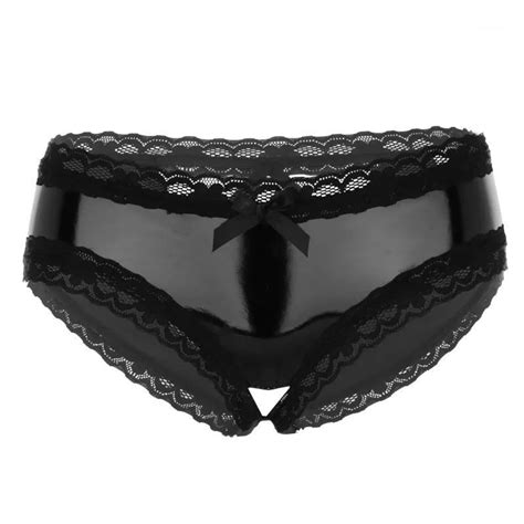 Women Wet Look Patent Leather Lingerie Bikini Erotic Sexy Panties Mini
