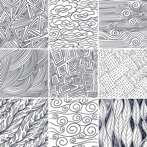 Abstract Hand Draw Doodle Pattern Set Design 4939210 Vector Art At Vecteezy