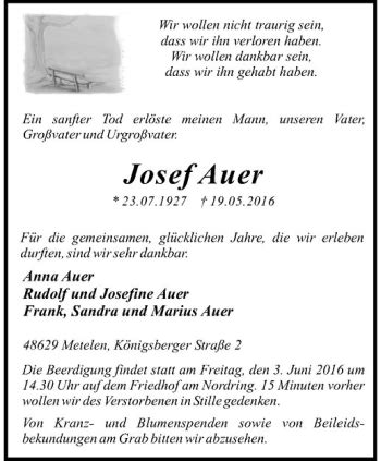 Traueranzeigen Von Josef Auer Trauer Ms