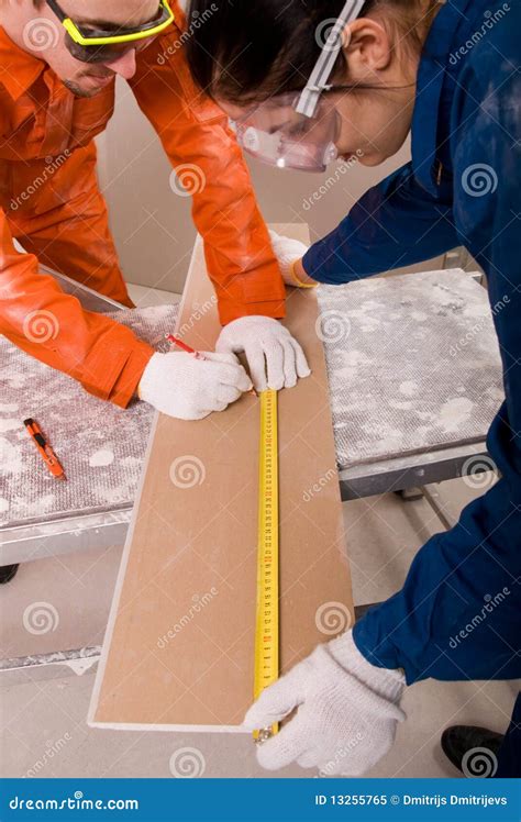 Construction Worker Doing Measuring Stock Image Image Of Measure