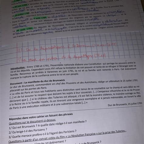 Répondez dans votre cahier en faisant des phrases Questions sur le
