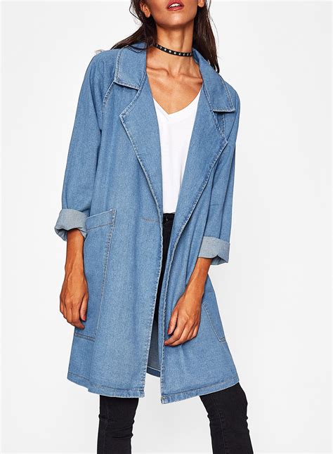 Long Denim Coat Trench Coat Outwear