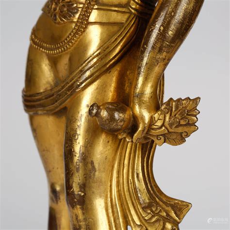 Bidlive Chinese Gilt Bronze Standing Guanyin