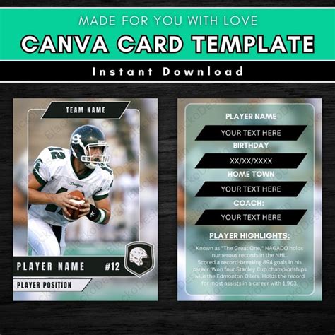 Customizable Football Trading Cards Etsy