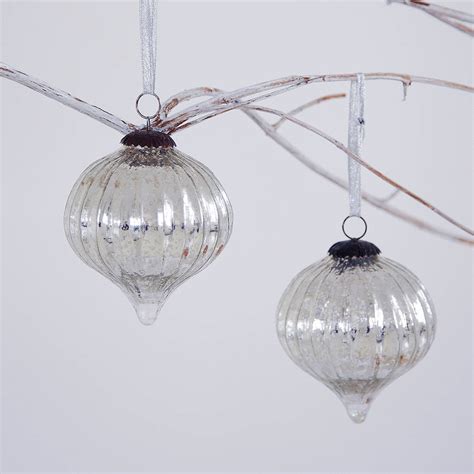 Large Antique Effect Glass Christmas Bauble Set Of Two By Paper High