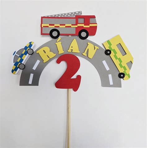 Emergency Vehicle Road Cake Topper Personalised Name Age Etsy Canada