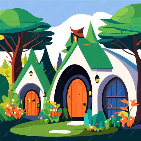 Premium Vector | Fairytale fantasy houses and cottages of gnomes and